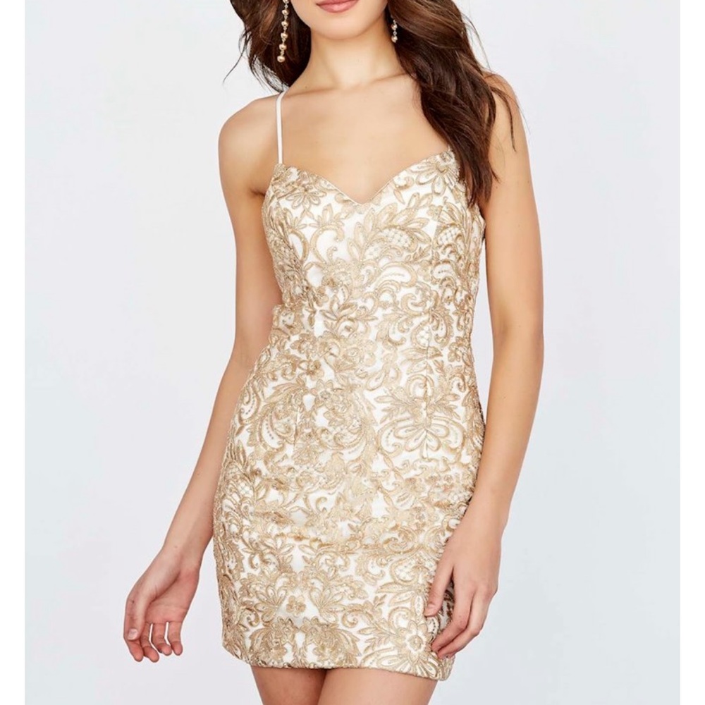 JOLENE COLLECTION #18535 GOLD AND WHITE DRESS
